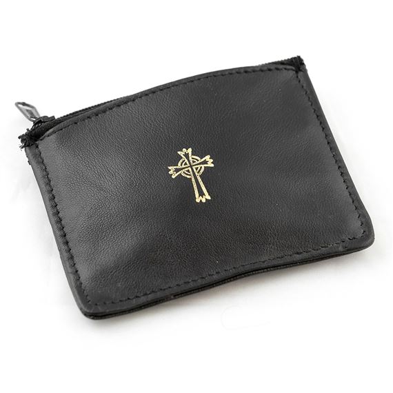 SHEEPSKIN ROSARY POUCH - BLACK
